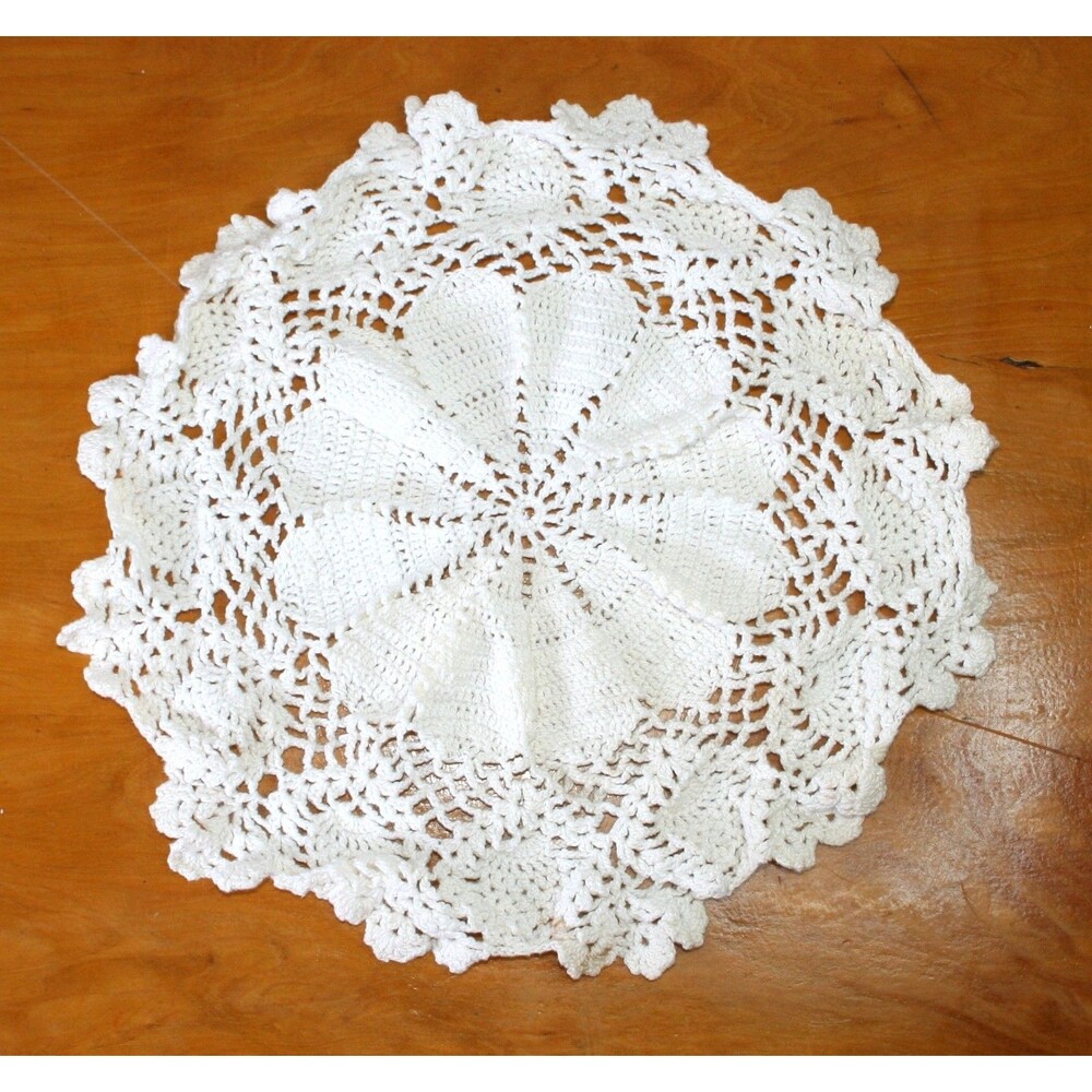 Beautiful Handmade Crocheted Doily White 9 Inch Round Lace like edge